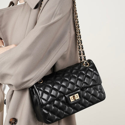 Inspired Quilted Women's Genuine Leather Shoulder Crossbody Bag