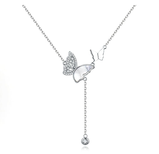 Celestial Butterfly Aura Lariat Necklace