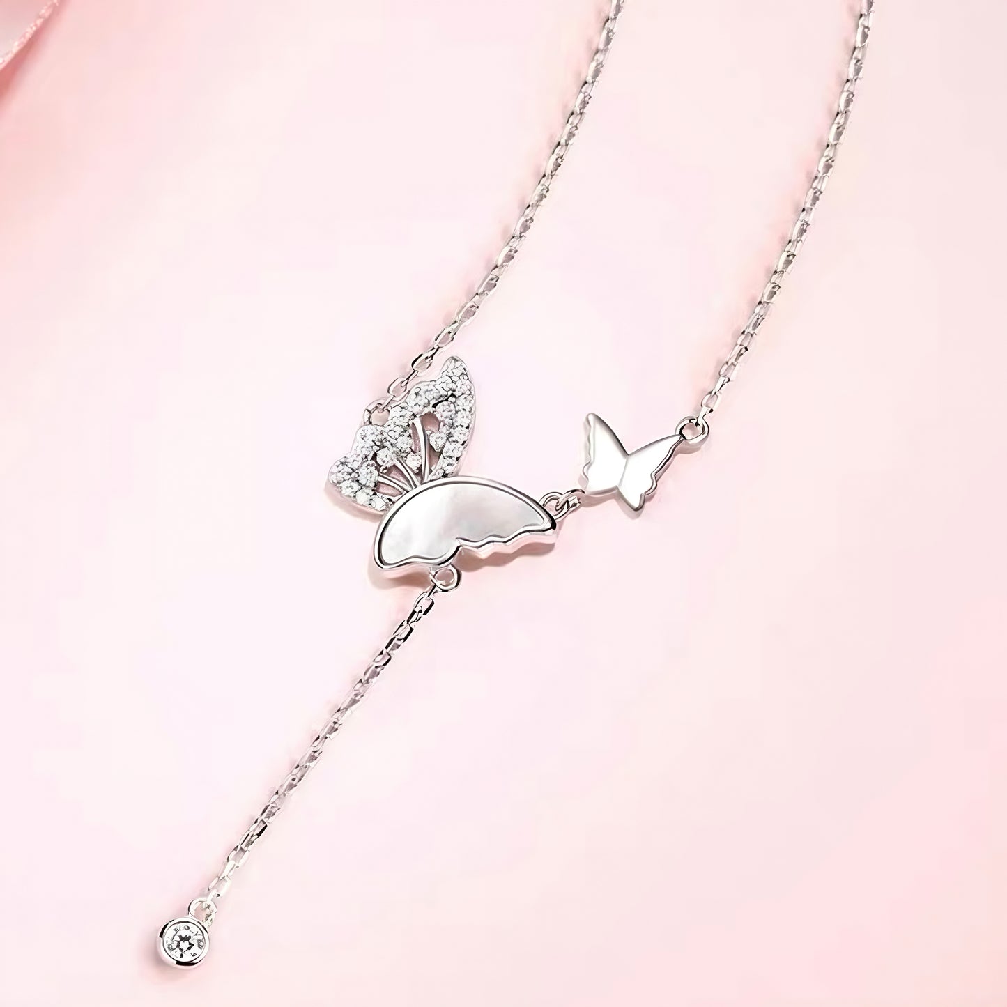 Celestial Butterfly Aura Lariat Necklace