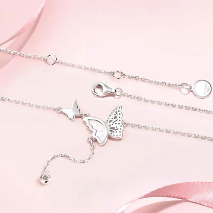 Celestial Butterfly Aura Lariat Necklace