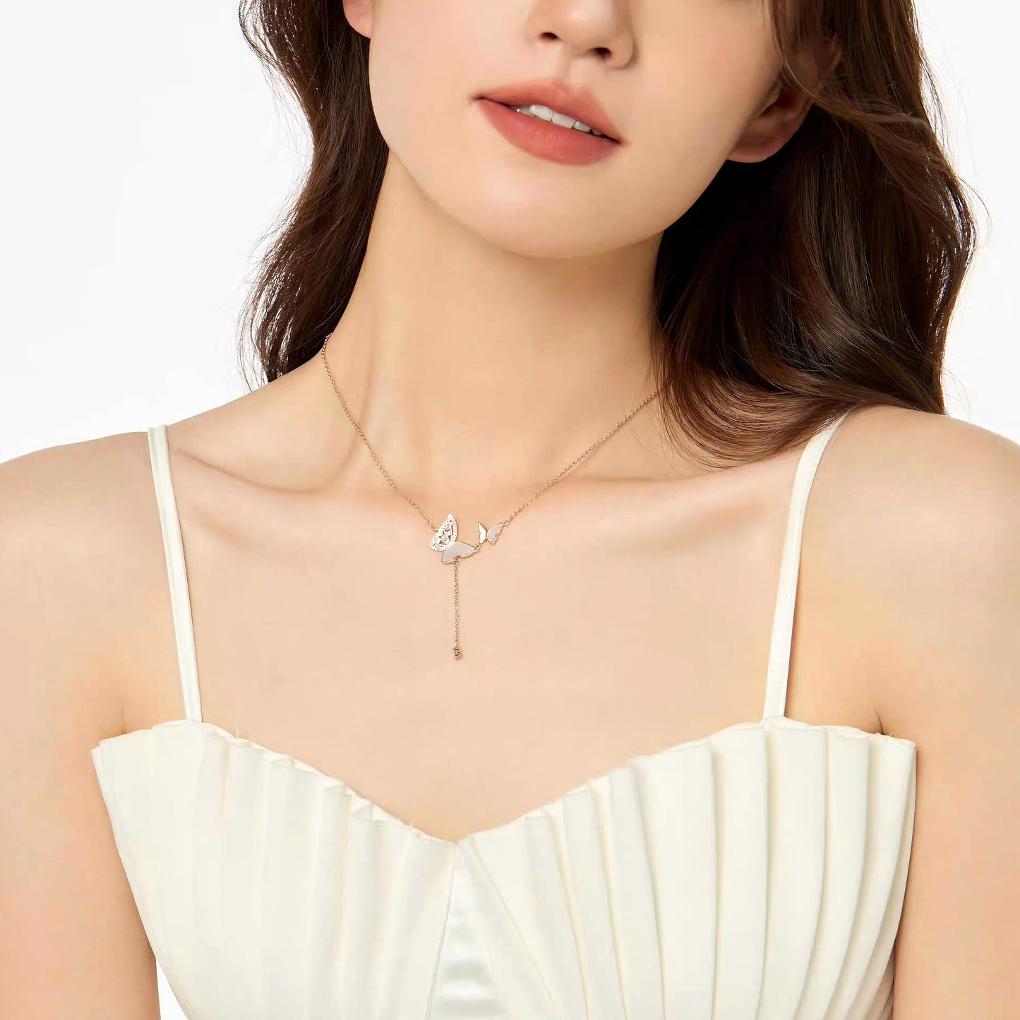 Celestial Butterfly Aura Lariat Necklace
