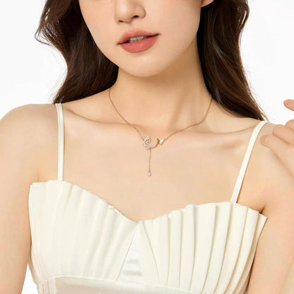 Celestial Butterfly Aura Lariat Necklace