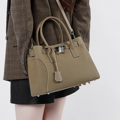 Women’s Genuine Leather Platinum-Style Structured Shoulder Tote