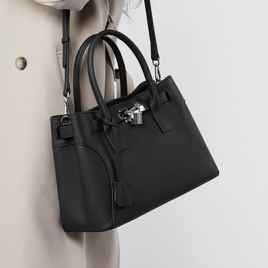 Women’s Genuine Leather Platinum-Style Structured Shoulder Tote