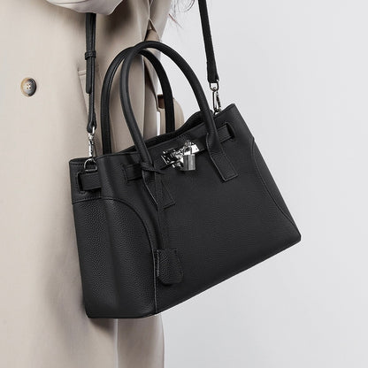 Women’s Genuine Leather Platinum-Style Structured Shoulder Tote