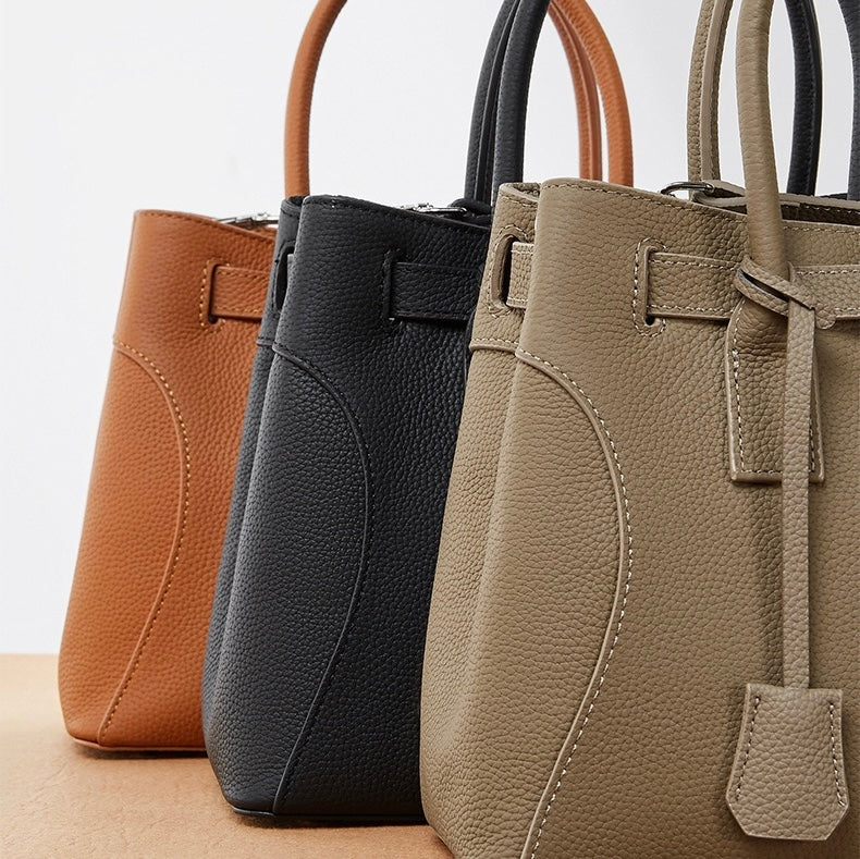 Women’s Genuine Leather Platinum-Style Structured Shoulder Tote