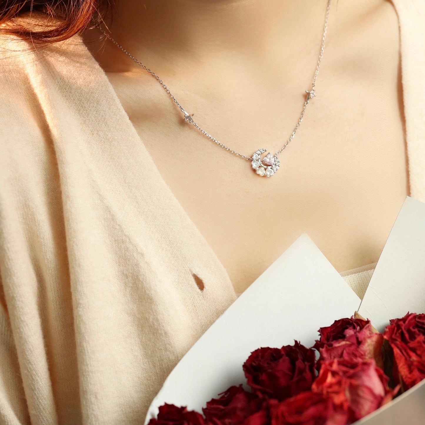 [Limited Edition] Pink Heart Lunar Halo Necklace