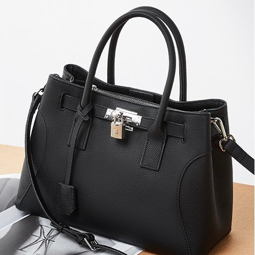 Women’s Genuine Leather Platinum-Style Structured Shoulder Tote