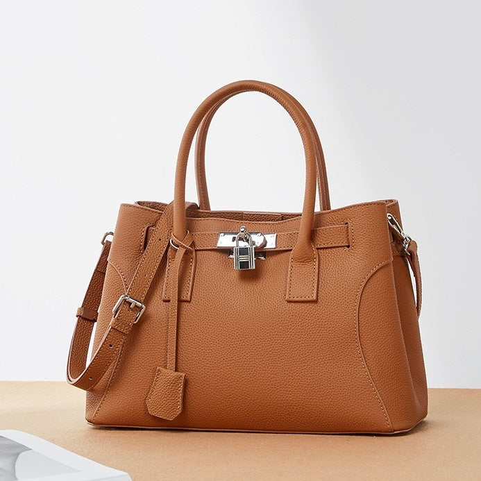 Women’s Genuine Leather Platinum-Style Structured Shoulder Tote