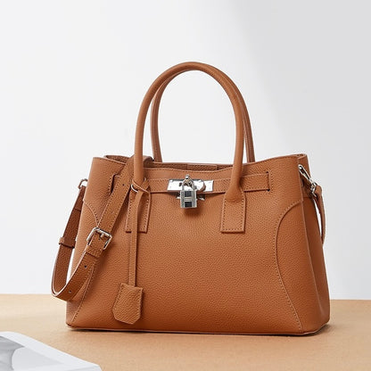 Women’s Genuine Leather Platinum-Style Structured Shoulder Tote