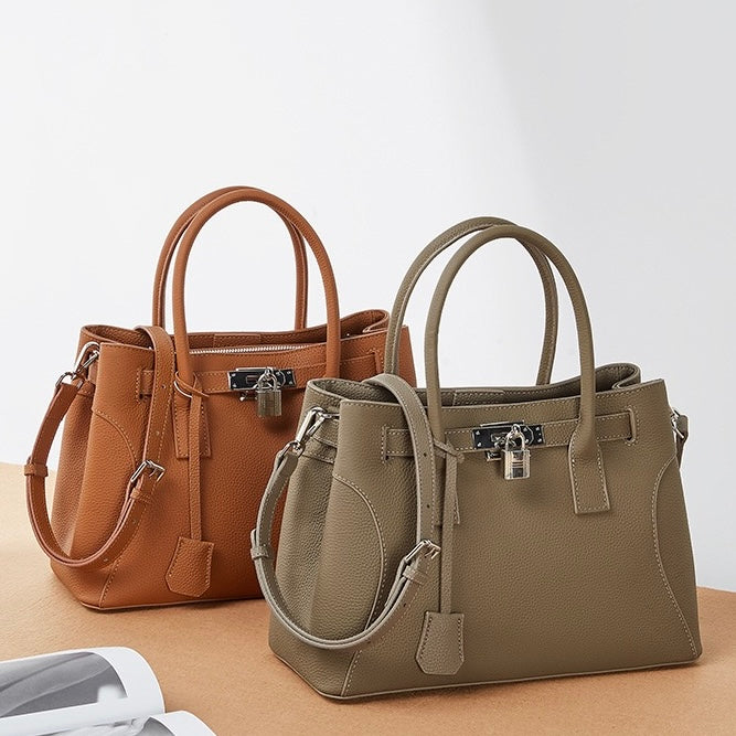 Women’s Genuine Leather Platinum-Style Structured Shoulder Tote