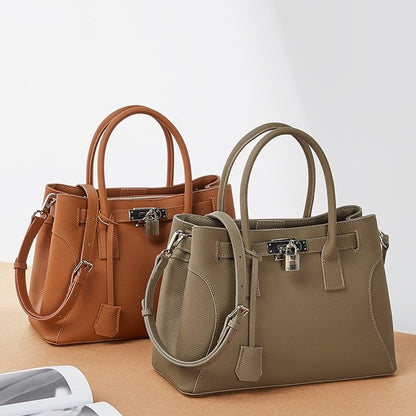 Women’s Genuine Leather Platinum-Style Structured Shoulder Tote