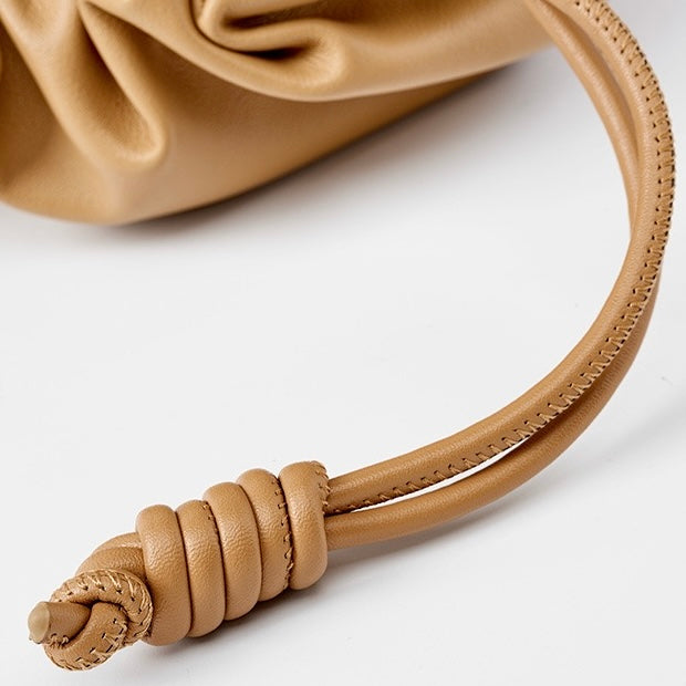 Chic Women's Genuine Leather Cloud Bag with Detachable Chain