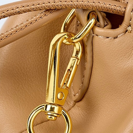 Chic Women's Genuine Leather Cloud Bag with Detachable Chain