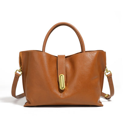 Genuine Cowhide Niche Commuter Tote for Women (Crossbody Option)