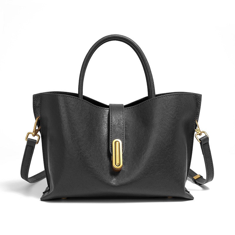 Genuine Cowhide Niche Commuter Tote for Women (Crossbody Option)