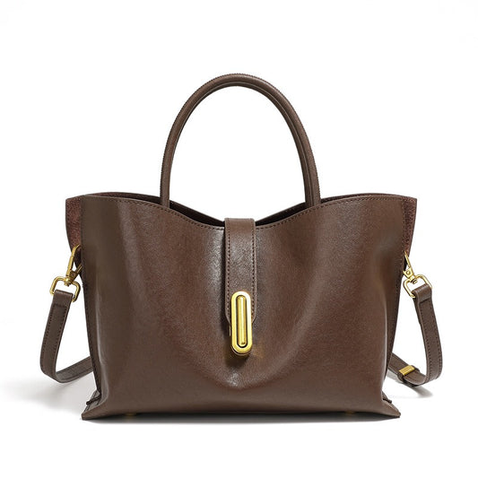 Genuine Cowhide Niche Commuter Tote for Women (Crossbody Option)