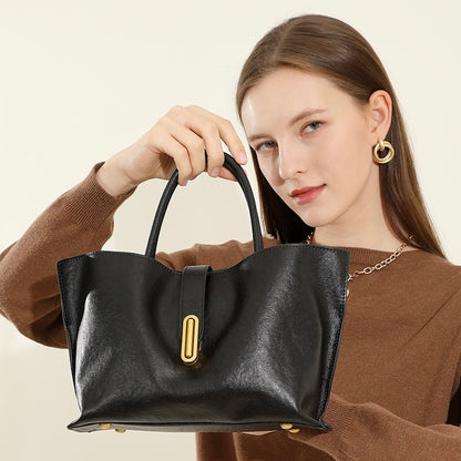 Genuine Cowhide Niche Commuter Tote for Women (Crossbody Option)