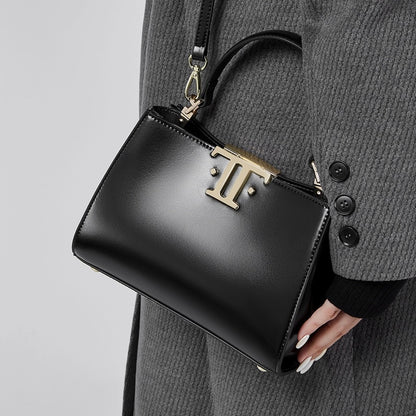 Women’s Genuine Leather Mini Commuter Tote – Dual Clasp Edition