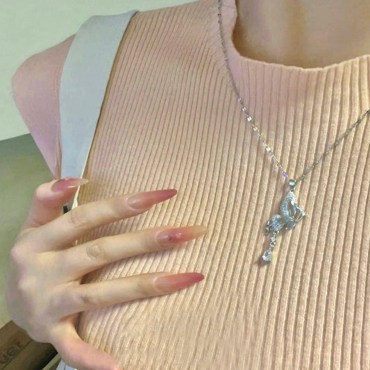 Ethereal Wings Blue Butterfly Necklace