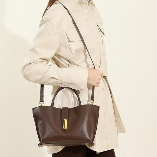 Genuine Cowhide Niche Commuter Tote for Women (Crossbody Option)