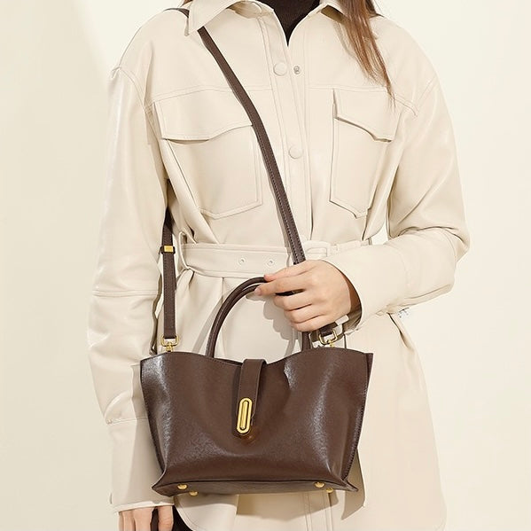 Genuine Cowhide Niche Commuter Tote for Women (Crossbody Option)