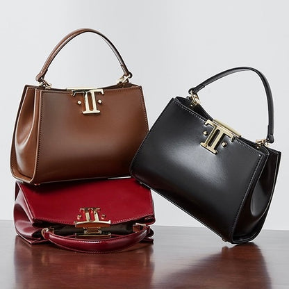 Women’s Genuine Leather Mini Commuter Tote – Dual Clasp Edition