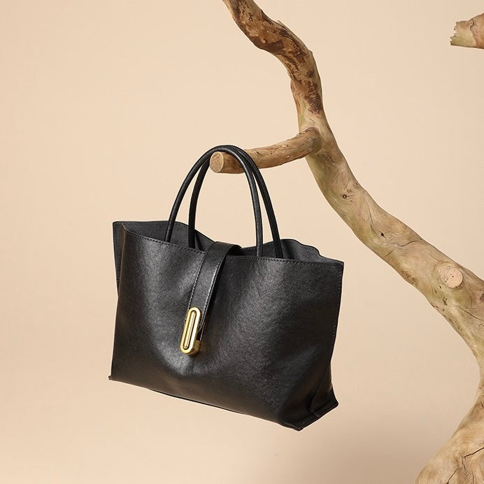Genuine Cowhide Niche Commuter Tote for Women (Crossbody Option)