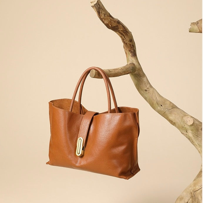 Genuine Cowhide Niche Commuter Tote for Women (Crossbody Option)
