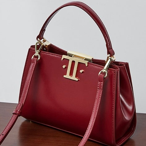 Women’s Genuine Leather Mini Commuter Tote – Dual Clasp Edition