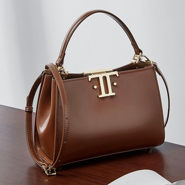 Women’s Genuine Leather Mini Commuter Tote – Dual Clasp Edition