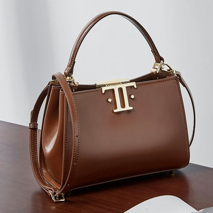 Women’s Genuine Leather Mini Commuter Tote – Dual Clasp Edition