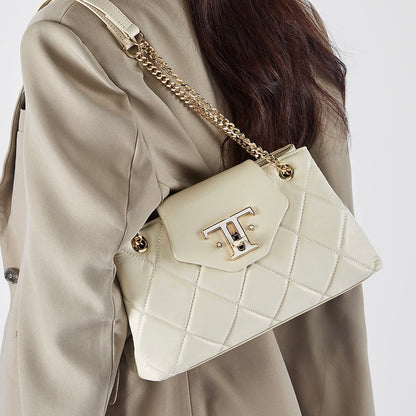 Women’s Genuine Leather Chain Shoulder Crossbody Bag in Commuter Chic Style