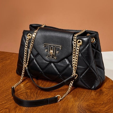 Women’s Genuine Leather Chain Shoulder Crossbody Bag in Commuter Chic Style