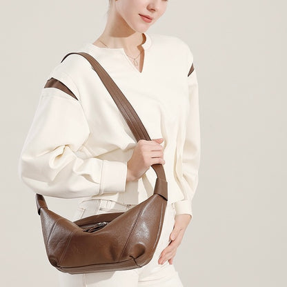 Luxury Women's Genuine Leather Croissant Crossbody Shoulder Dumpling Bag