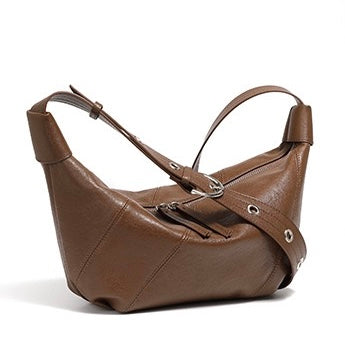 Luxury Women's Genuine Leather Croissant Crossbody Shoulder Dumpling Bag