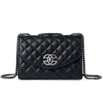 Women’s Premium Top-Grain Leather Chain Shoulder Crossbody Bag in Chic Compact Style