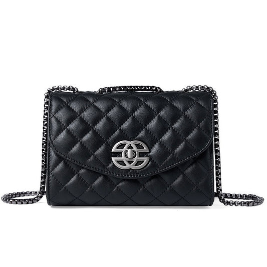Women’s Premium Top-Grain Leather Chain Shoulder Crossbody Bag in Chic Compact Style