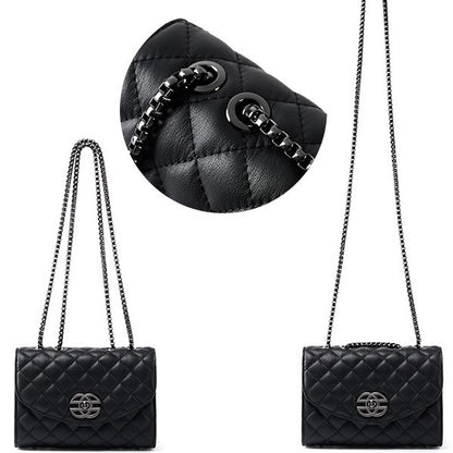 Women’s Premium Top-Grain Leather Chain Shoulder Crossbody Bag in Chic Compact Style