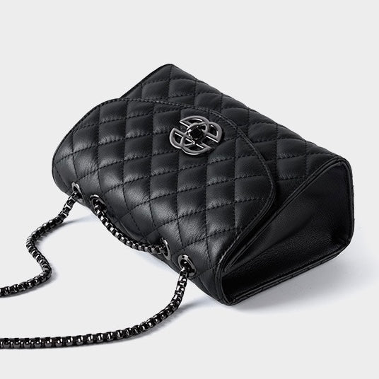 Women’s Premium Top-Grain Leather Chain Shoulder Crossbody Bag in Chic Compact Style