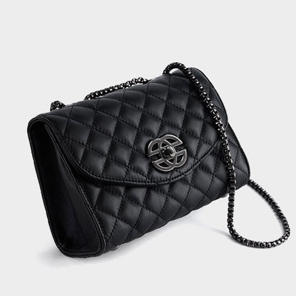 Women’s Premium Top-Grain Leather Chain Shoulder Crossbody Bag in Chic Compact Style