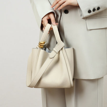 Women's Genuine Leather Mini Picnic Crossbody Bucket Bag