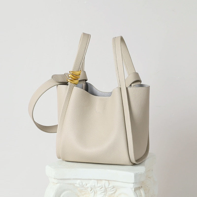 Women's Genuine Leather Mini Picnic Crossbody Bucket Bag