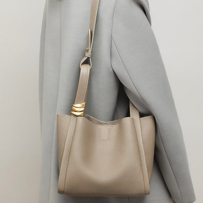 Women's Genuine Leather Mini Picnic Crossbody Bucket Bag