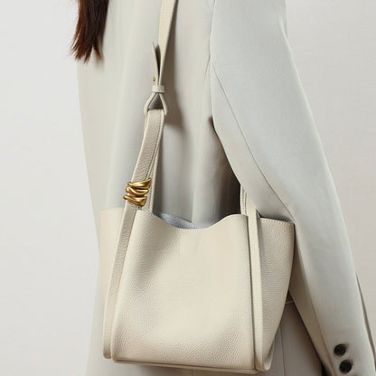 Women's Genuine Leather Mini Picnic Crossbody Bucket Bag