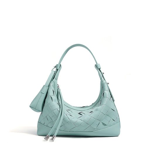 Women’s Genuine Leather Woven Dumpling Shoulder & Crossbody Bag