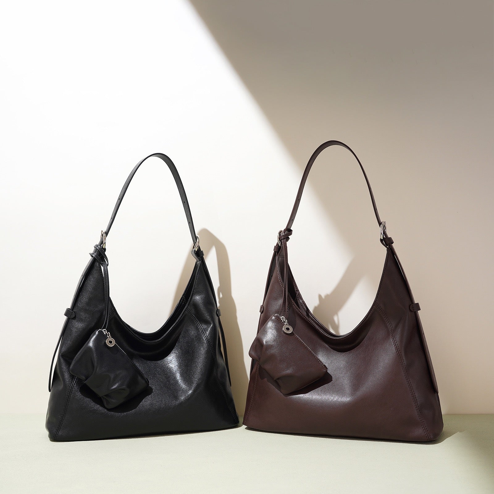 大西 MINIMAL LEATHER SHOULDER BAG 2926B Women's Genuine Leather Minimalist Slouchy Shoulder Bag
