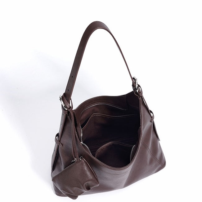 Minimalistische, lässige Umhängetasche aus echtem Leder für Damen