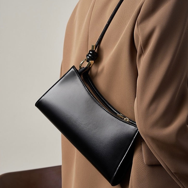 Französisch inspirierte luxuriöse Unterarmtasche aus echtem Leder für Damen