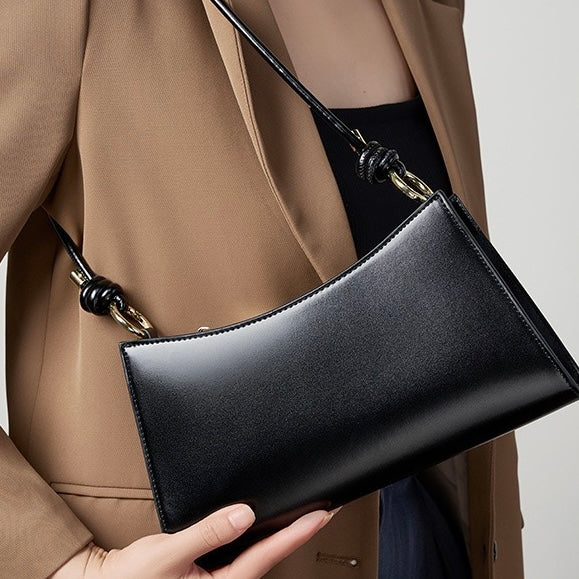Französisch inspirierte luxuriöse Unterarmtasche aus echtem Leder für Damen